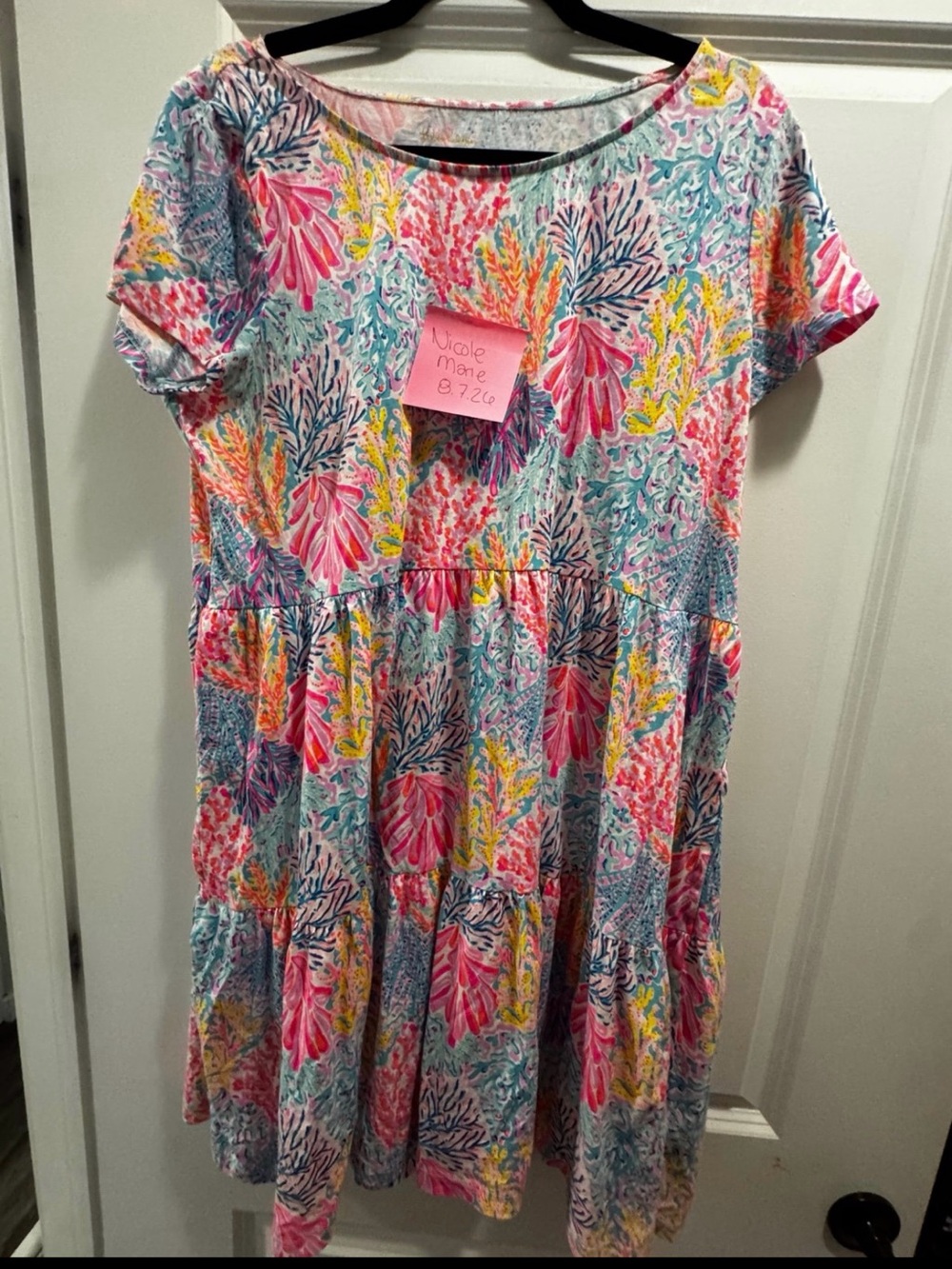 Lilly Pulitzer Lorina Swing Dress Crew Blue Tint Kaleidoscope Coral